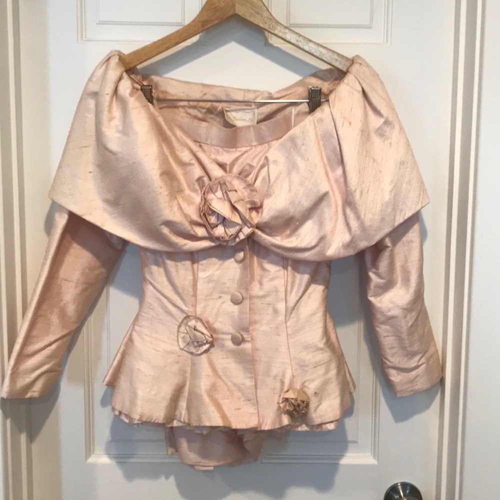 Vintage Pink silk 2 pc suit